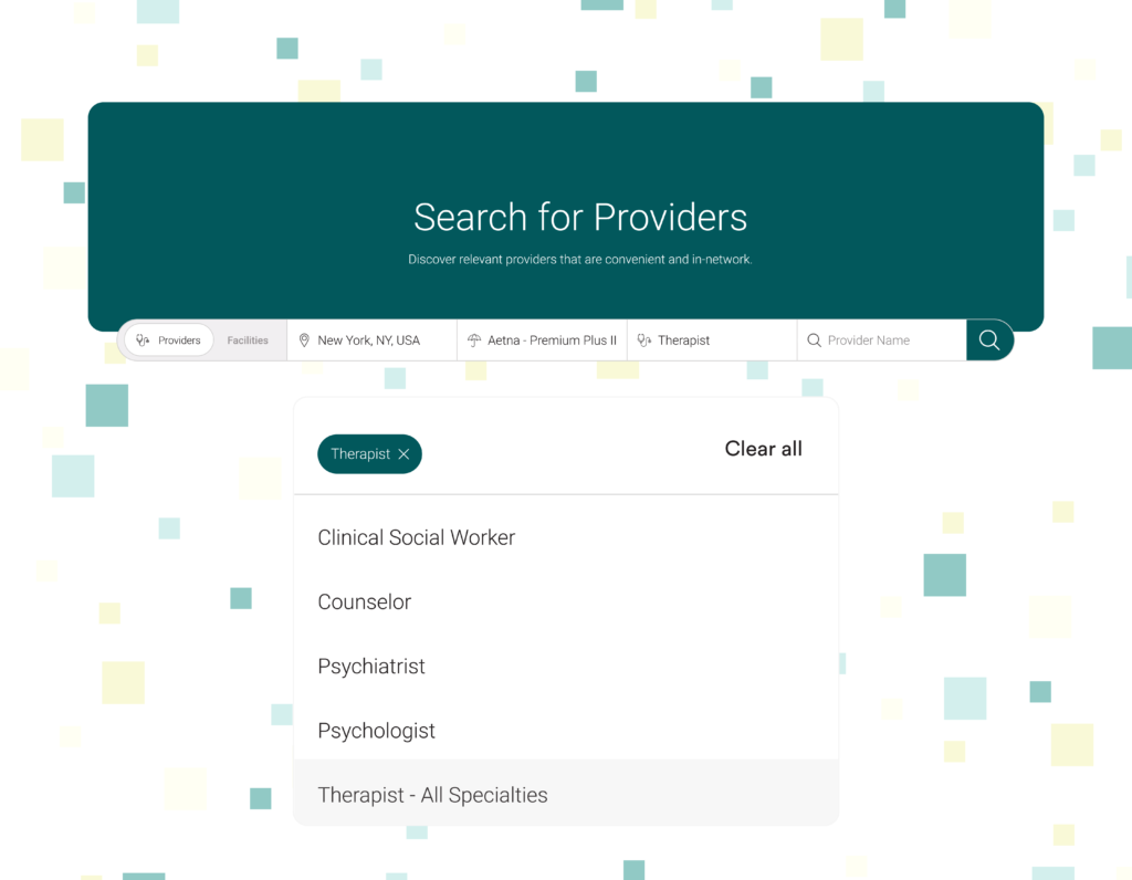 search for providers page mock up